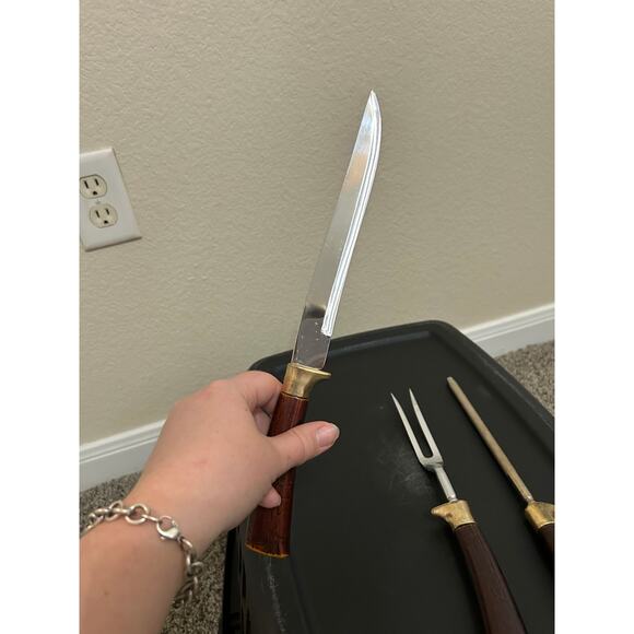 Englishman Blade Knife Set Vintage 3 Pieces Steel Cutlery Serving Sharpener - Picture 6 of 13